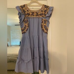 Emilia Collection chambray mini dress with embroidery